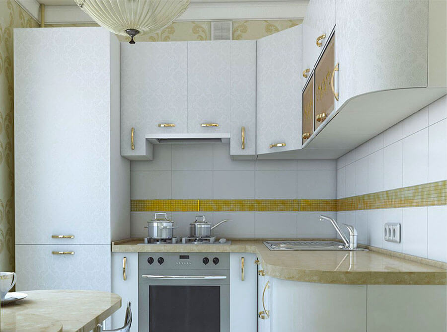 Фото: Дизайн маленькой кухни с вытяжкой