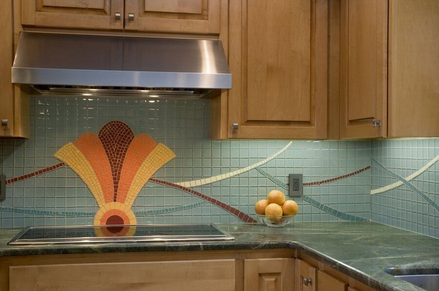 Фото: Дизайн мозаичного фартука для кухни
