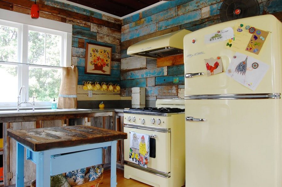 Фото: Синяя деревянная кухня в стиле винтажа фото дизайн