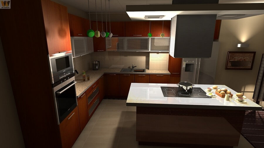 Фото: Дизайн интерьера кухни без окна