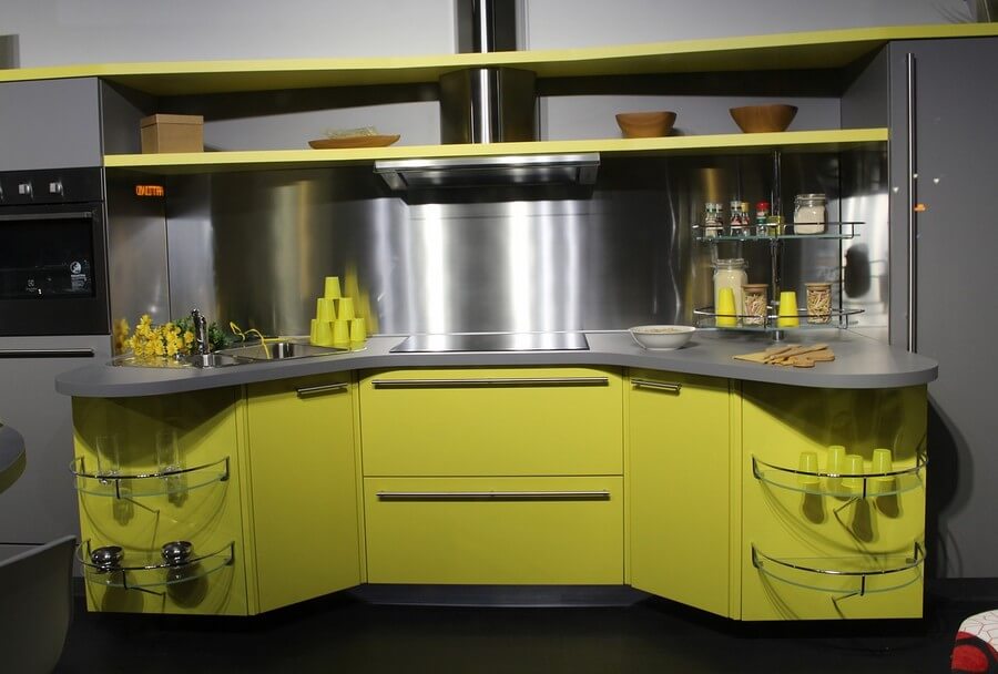 Фото: Дизайн интерьера кухни салатовый цвет