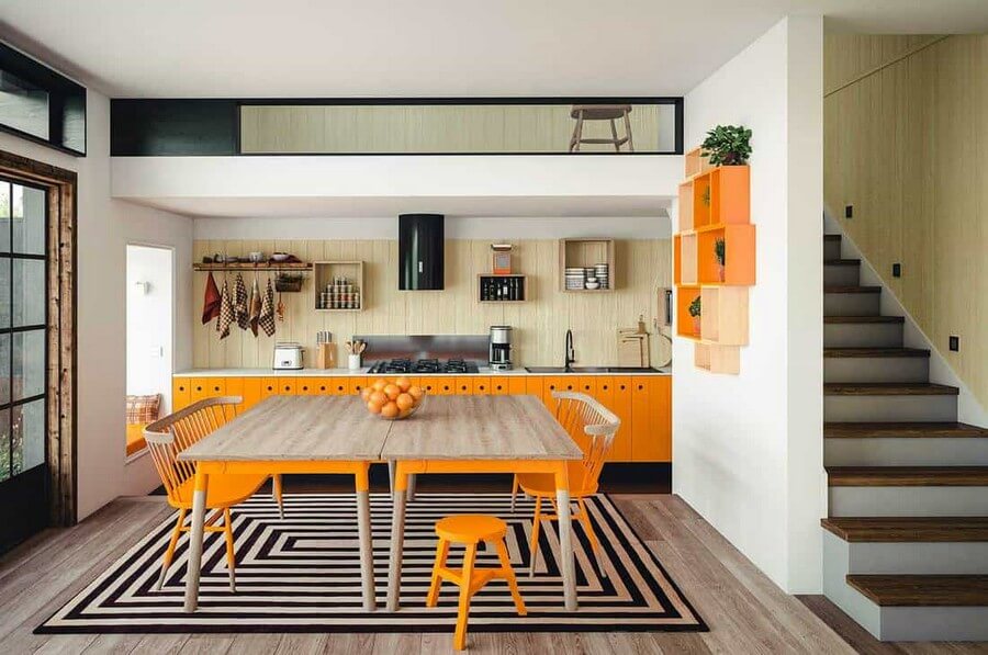 Фото: Кухня оранжевого цвета дизайн