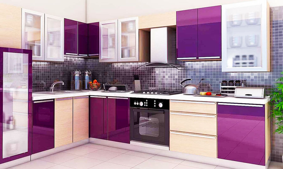 Фото: Кухня в дом дизайн фиолетовый